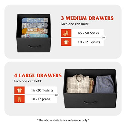 WLIVE Dresser for Bedroom, 7 Drawers, TV Stand, Rustic Brown | 7 roomy fabric drawers, Fits TVs up to 45 inch, Bedroom or living room, Wide storage design, Chest of drawers