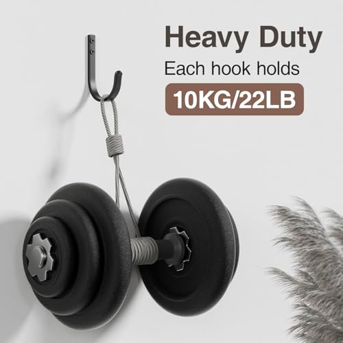 20-Pack Wall Hooks for Hanging Towel/Coat - 22LB Screw in Metal Hanger Wall Mount, for Outdoor, Closet, Door, Bathrooms, for Backpack, Robe, Black