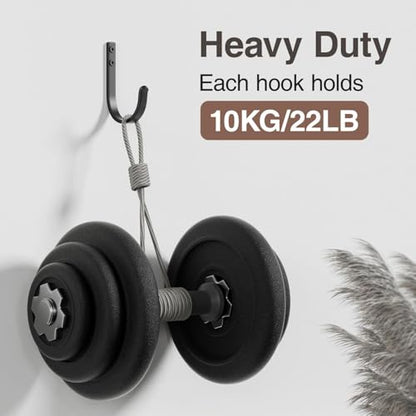 20-Pack Wall Hooks for Hanging Towel/Coat - 22LB Screw in Metal Hanger Wall Mount, for Outdoor, Closet, Door, Bathrooms, for Backpack, Robe, Black