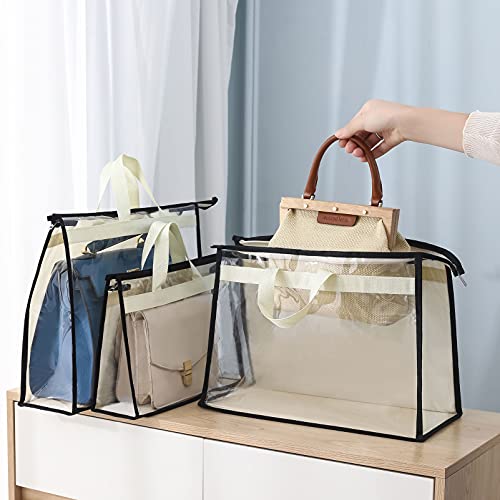 9 Pack Dust Bags for Handbags, Clear Handbag Storage, Purse Storage Organizer for Closet, Purse Cover Hanging Closet Organizer with Zipper | Purse Storage Organizer for Closet, Purse Cover Hanging Closet Organizer with Zipper