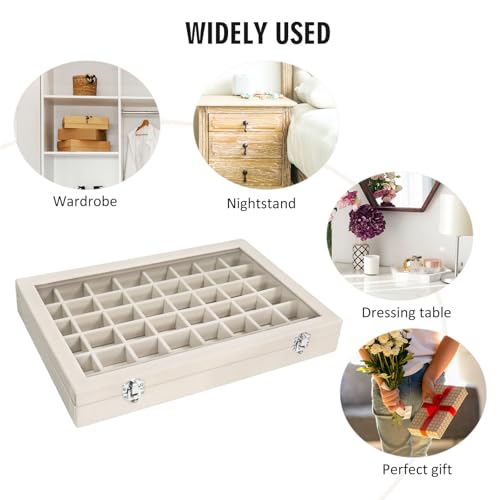 Vicoter Velvet Jewelry Tray 48 Compartments Jewelry Display Organizer with Transparent Cover Rings, Earrings, Necklaces, Pendants Storage Box for Girls, Wives, Mothers, Women