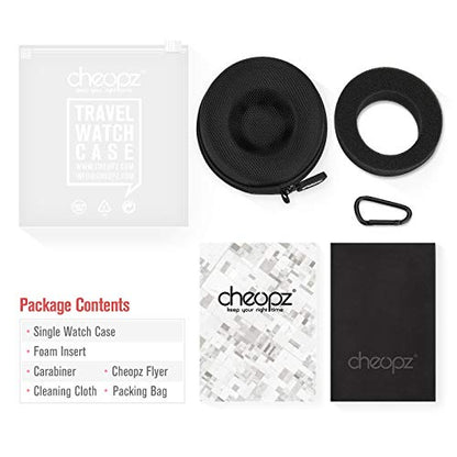 Cheopz Travel Watch Case Single Storage Box for Wristwatches & Smart Watches up to 50mm, Black