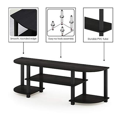 Furinno Turn-S-Tube Wide TV Entertainment Center, Espresso/Black | Toolless Entertainment Center with Open Storage Shelves, Media Console Table with Soundbar Shelf for Living Room, Bedroom