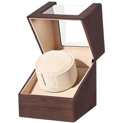 BEWISHOME Watch Winders for Automatic Watches, Single Watch Winder SYQ05Y | Watch Spinner with Japanese Quiet Motor, Automatic Watch Winder Box Watch Rotator with Type-C Adapter or Battery Powered