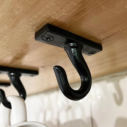 2.5”-Under Cabinet or Shelf Coffee Mug Holder – Cu... (Black | Cast Iron)