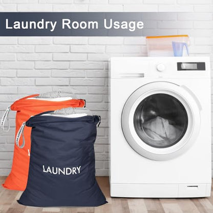 WiseBoy 2 Pack Travel Laundry Bags for Dirty Clothes, Laundry Bag, Zippered | Water-Resistant Nylon Wet Dry Bag, Odor-Proof Washable Pouch for Gym, Swimming, College Dorm & Suitcase Organization