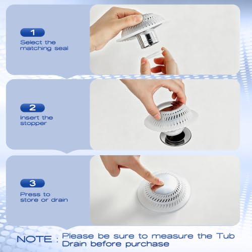 Bathtub Drain Stopper,Pop-up Tub Stopper & Strainer,Hair Catcher | Shower Drain Strainer,Tub Stopper for Bathtub Plug for Tip-Toe/Trip Lever/Lift & Turn Tub Drains
