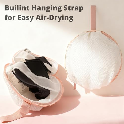 3Pcs Bra Wash Bag with Plastic Frame Support, Protective Lingerie Laundry Bags for Washer & Dryer, Anti-Tangle & Anti-Deformation Mesh Bag