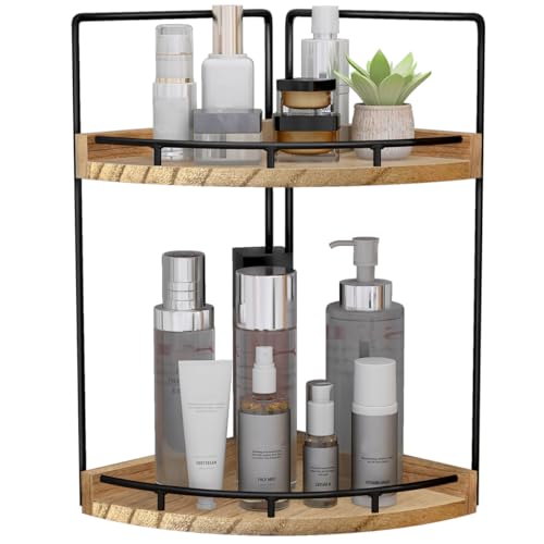 Corner Bathroom Counter Organizer,Vanity Counterto... (Brown | Wood)
