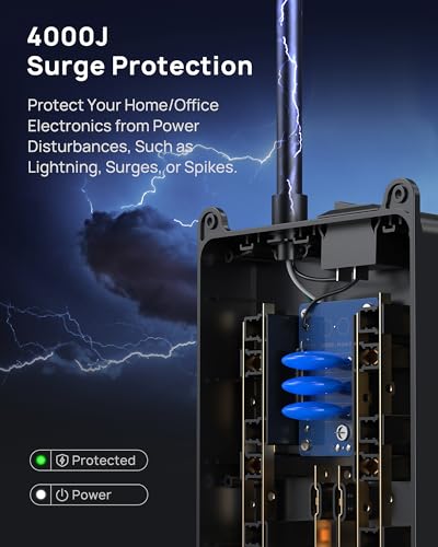 TROND Surge Protector Power Strip 5ft Cord, 4000J, 4 USB, ETL Listed, Black | 13 Widely-Spaced Outlets Expansion with USB C Ports, Low-Profile Flat Plug, Wall Mount, Extension Cord, 14AWG Heavy Duty
