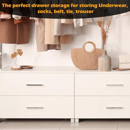 Soft Scarf Organizer for Closet Drawer 3 Set Fabric Storage Bins with 6, 7, and 8 Compartments for Scarves and Accessories Space Saving Closet Organizers Non Damaging Flexible Storage for Home (Beige)