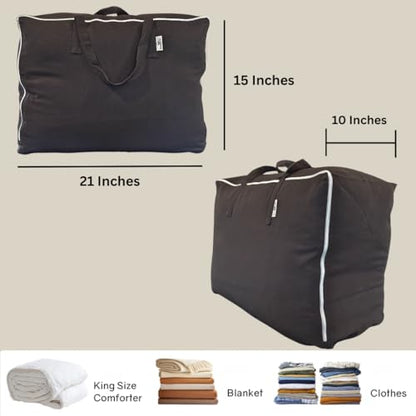 Blanket and Comforter Storage Bag with Handles for Comforters, Blankets, Linens and Garments | Underbed/Wardrobe Breathable Closet Organizer Bag (X-Large (21"x15"x10"), Black)