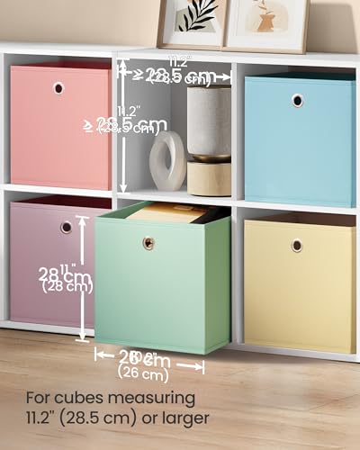SONGMICS Storage Cubes, Set of 6 Odorless Foldable Storage Boxes | Closet Organizers for Shelf, Rainbow Storage Bins, 10.2 x 10.2 x 11 Inches, URFB226X01