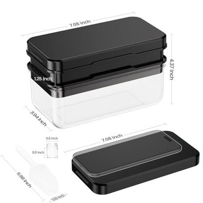 Ice Cube Tray with Lid and Bin, Easy Release 56 Cubes for Freezer | Food-grade BPA-free PP and ABS. Ice cubes for fruit, cocktails, iced coffee. Space-saving stackable with scoop