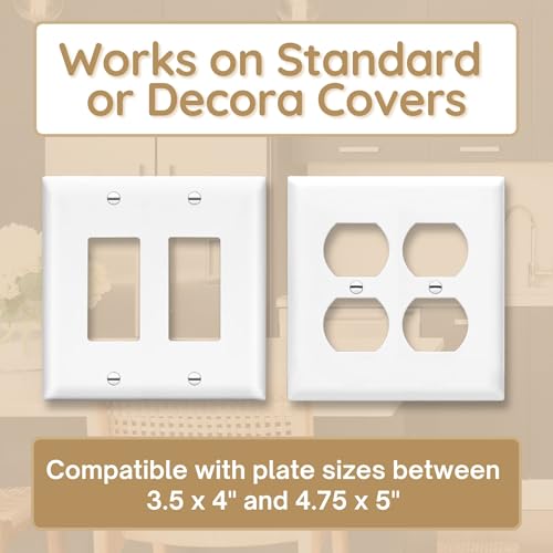 Power Perch Double Outlet Shelf Organizer - Echo Dot Holder, Phone Charging Station - Wall Outlet Holder with Cord Storage Strap - Socket Shelf Bathroom Kitchen Counter - White 1 Pack