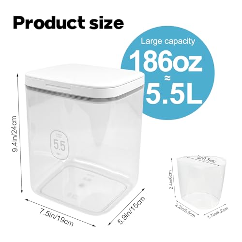 5.5L Laundry Detergent Dispenser with One-Press Lid, Laundry Powder Container for Laundry Room Organization and Storage Pod and Airtight Dishwasher Pod Holder for Bead Powder 1pack