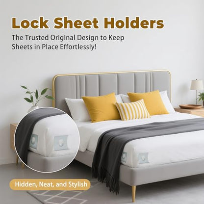 OEH Sheet Holders, Bed Sheet Holders for Corners, Fitted Sheet Holder Keep Sheets Firm & Tight, 4Pcs Heavy Duty Bed Sheet Clips, Bed Sheet Grippers, Universal Lock Sheets Holders for All Mattress