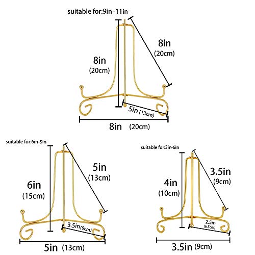 LIONWEI LIONWELI 6 Pack Iron Display Stand,Gold Iron Easel Plate Holder Stand for Displaying Pictures, Plates, Books and Arts (4, 6, 8 inch)