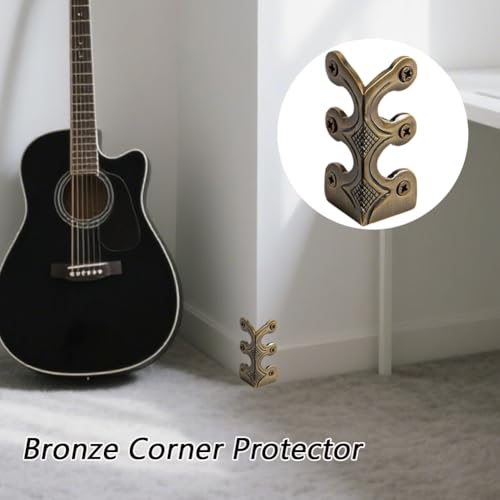 24 pcs Solid Brass Baseboard Corner Protectors, Skirting Board Corner Protectors, Vintage Metal Corner Protector Table Corner Edge Cover Safety Bracket with Screws (Bronze)