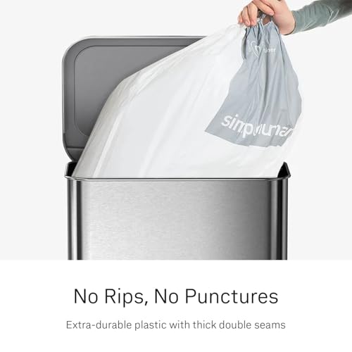 simplehuman Code K 200 Count Custom Fit Liners, Drawstring Kitchen Trash Bags, One-by-One Mess-Free Dispense, Extra Thick & Double Seamed, 50% PCR Plastic, 30-45 Liter / 8-12 Gallon, White