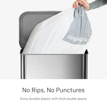 simplehuman Code K 200 Count Custom Fit Liners, Drawstring Kitchen Trash Bags, One-by-One Mess-Free Dispense, Extra Thick & Double Seamed, 50% PCR Plastic, 30-45 Liter / 8-12 Gallon, White