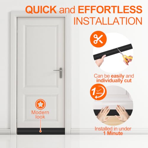 Door Draft Stopper for Bottom of Door, Adjustable Weather Stripping Door Seal for Cold Insulation, Under Door Sweep for Exterior & Interior Doors, Door Bottom Seal Blocker Noise (78inch,Black)