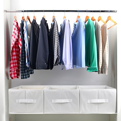 Fordonral Extra Large Clothes Closet Organizer 6 Compartments for Jean Sweater Sheets to Shirt - Divided Clothing Storage Boxes for Closet, Wordrobe, Bedroom, Shelf (4pc White)