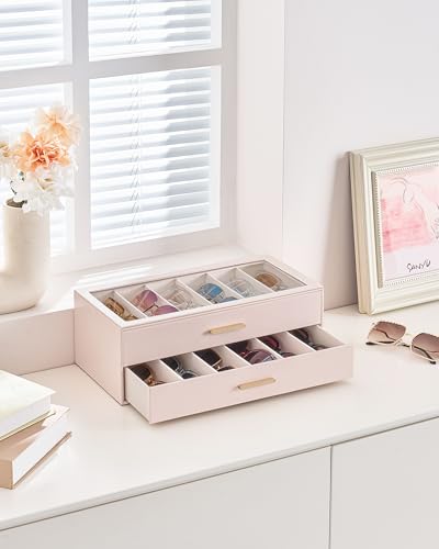 Lolalet Sunglasses Storage Box for Women | Eyewear Eye Glass Sun glass Storage Box with Clear Top Lid Display Holder Case for Eyeglass Watch Jewelry