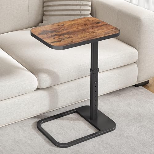 TV Tray Table, Adjustable Height & Flip-Top & Roun... (Brown)