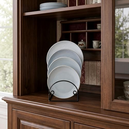 4-Tier Metal Scrollwork Dish Rack Plate Rack Display Stand Holder Cabinet Organizer Set of 2