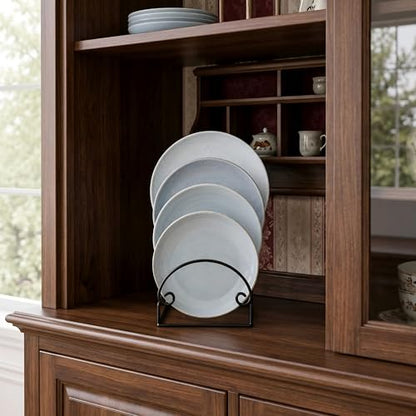 4-Tier Metal Scrollwork Dish Rack Plate Rack Display Stand Holder Cabinet Organizer Set of 2