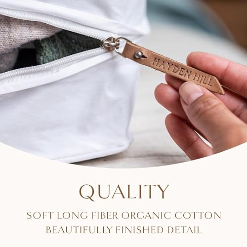 Luxury Organic Cotton Sweater Storage Bag For Cashmere 15 Inch | Fits 4 Fine Knits, Breathable, Moth Proof, Garment Storage Bag For Cashmere, Zippered, Certified Carbon Neutral, White
