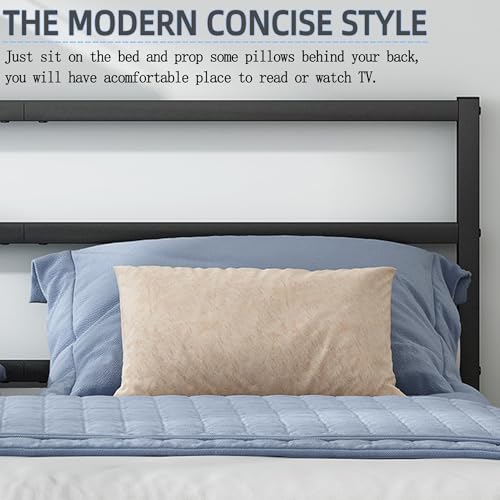 Twin Bed Frames with Headboard and Footboard, 14 Inch Metal Platform Twin Size Bed Frame with Steel Slat Support, No Box Spring Needed, Noise Free, Easy Assembly, Black