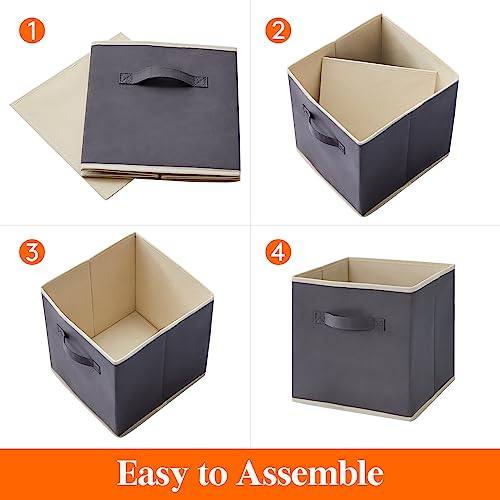 Lifewit Storage Cubes, 11 Inch Organizer Bins, 18L Gray, 12 Packs | Foldable Decorative Fabric Storage Baskets for Organizing Home Organizers with Handles for Shelves, Closet