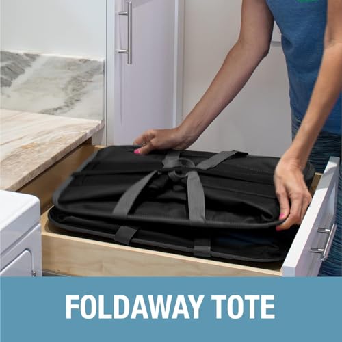 CleverMade Collapsible Laundry Caddy, 64L, 2 Pack, Black Gray | A reinforced rim and base keep it upright for loading. Comfortable handles move up to 2 full loads, then it folds flat.
