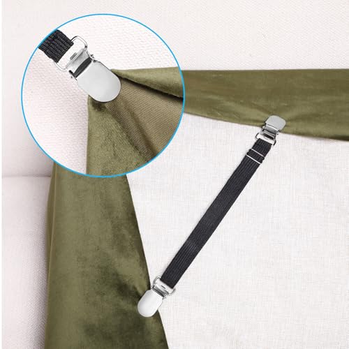 Boao 24 Pcs Bed Sheet Clips Straps Heavy Duty Adjustable Fasteners Elastic Fitted Bed Holder Mattress Corner Sheet Fasteners for Home Room Couch Supplies(Black,8-12 Inch)