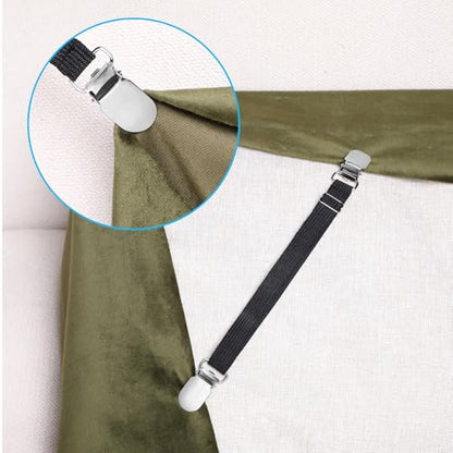 Boao 24 Pcs Bed Sheet Clips Straps Heavy Duty Adjustable Fasteners Elastic Fitted Bed Holder Mattress Corner Sheet Fasteners for Home Room Couch Supplies(Black,8-12 Inch)