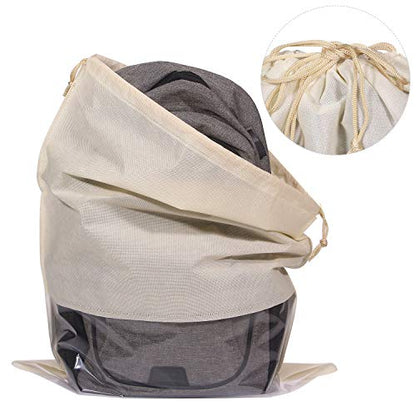 DIOMMELL 10 Pack Jumbo Dustproof Drawstring Bags Dust Covers Large Non-Woven Fabric Cloth Storage Pouch String Bag for Handbags Purses, Beige
