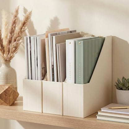 ZICOTO Beautiful Magazine Holder Set Of 3 - Sturdy File Holder to Organize Your Desk Or Shelves - The Perfect Office Storage to Effortlessly Organize Your Paperwork/Files, Magazines, Books Or Binders