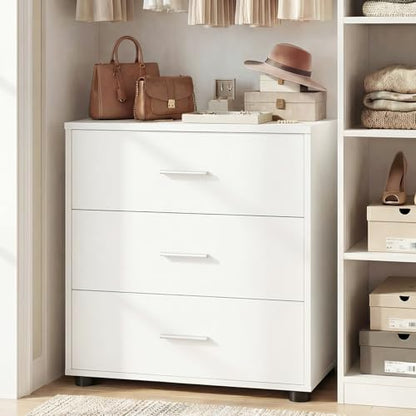 Aheaplus 21.7" Closet Drawers, Wood Closet Organizers and Storage with 3 Drawers, Closet Drawers Organizer System, Nightstands Bedside End Table with 3 Drawers Storage for Bedroom, White1