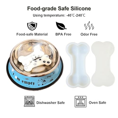 5IN Big Bone Dog Cat Treat Molds 2 Pack, DIY Flavors for Puppy. Food Safe Silicone for Oven. Large Ice Cube Mold for Pet Chew, Cooling. Pets Birthday Cake Baking. Fun Gift for Dog Lover