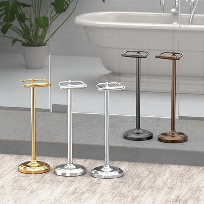 Gatco 1436MX Toilet Paper Holder Stand, Weighted Base, Matte Black, Freestanding Bathroom Floor Stand, 22 Inch