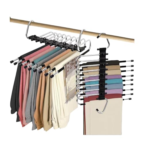 9 Layers Foldable Pants Hangers Space Saving Hanger Black