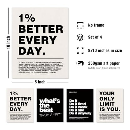 DSHFG Motivational Inspirational Office Wall Art Decor Prints Set of 4 | Black Office Motivational Wall Decor Trendy Retro Positive Affirmations Quotes Wall Decor Posters, 8x10 Unframed