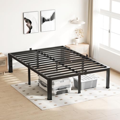 VIPSHOW 18 Inch Queen Bed Frame with Round Corners No Box Spring Needed
