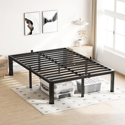 VIPSHOW 18 Inch Queen Bed Frame with Round Corners No Box Spring Needed