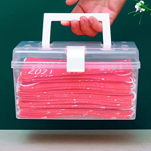 Mask Dispenser with Lid,High Capacity Mask Storage Box for Home Office School (Single Buckle)
