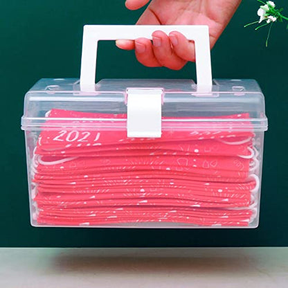 Mask Dispenser with Lid,High Capacity Mask Storage Box for Home Office School (Single Buckle)