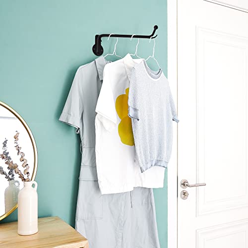Mkono Wall Mounted Drying Rack Laundry Hook with Swing Arm Valet Rod 2 Pack | Black, Laundry Room Organization, Space Saving, Foldable, Easy Install, Wall Clothes Hanger, Closet Bathroom Bedroom Organize