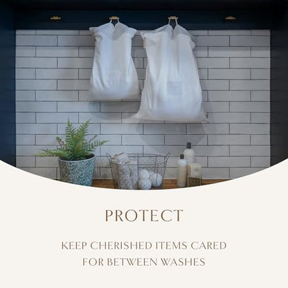 Luxury Organic Cotton Travel Laundry Bags, Small & Large 2 Pack | Dirty Laundry Bag For Travel & Home, Zippered, Internal Pocket, Fits Luggage and Suitcase, Certified Carbon Neutral, White